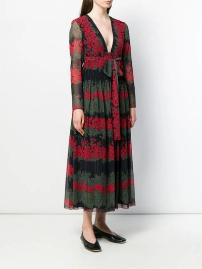 Shop Red Valentino Plunge Floral Print Maxi Dress - Black