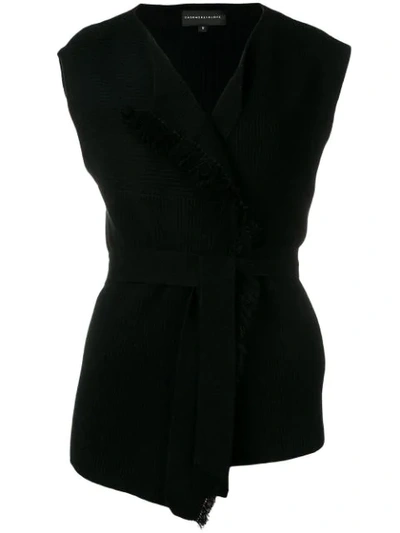 Shop Cashmere In Love Sleeveless Knitted Top In Black