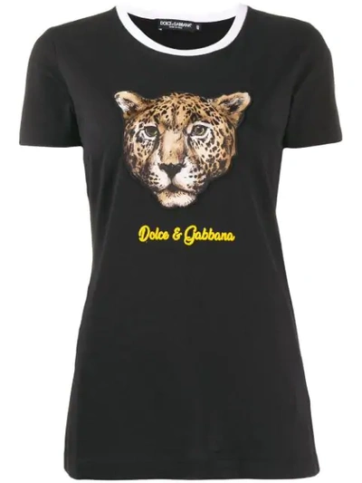 Shop Dolce & Gabbana Leopard Print T-shirt In Black