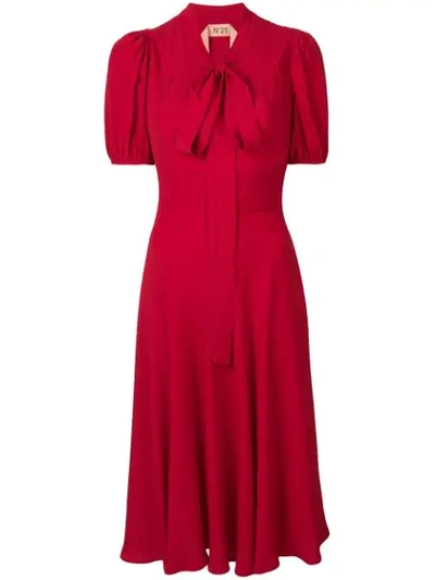 Shop N°21 Pussybow Midi Dress In Red