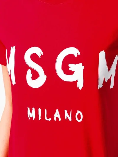 Shop Msgm Logo Printed T-shirt In Red