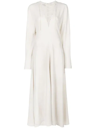 Shop Stella Mccartney Longsleeved Flared Dress In Neutrals