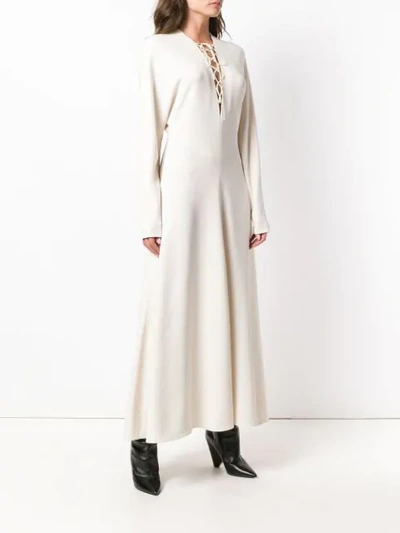 Shop Stella Mccartney Longsleeved Flared Dress In Neutrals