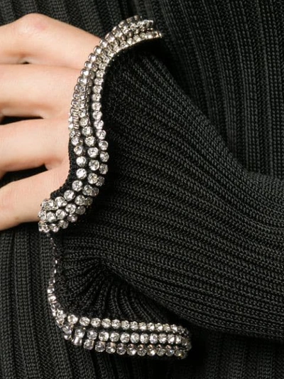 Shop Alexander Wang Crystal Embellished Cuffs Jumper In Black/001