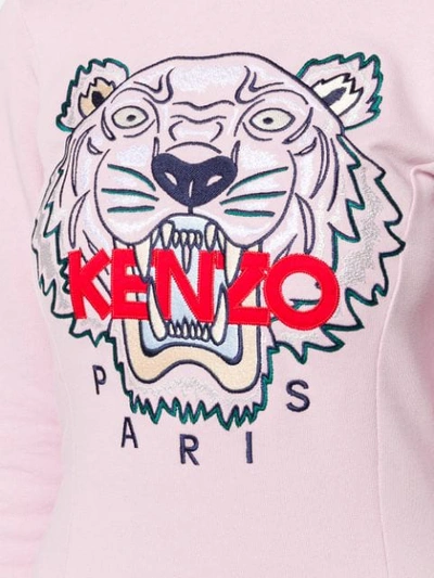 Shop Kenzo Tiger Embroidered Dress In 33 Pastel Pink