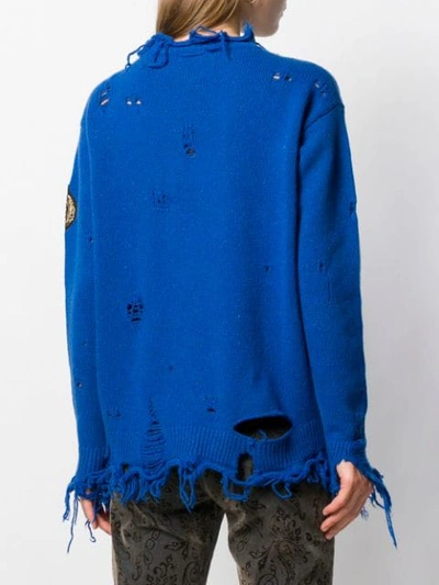 Shop Etro Distressed Sweatshirt In Blue