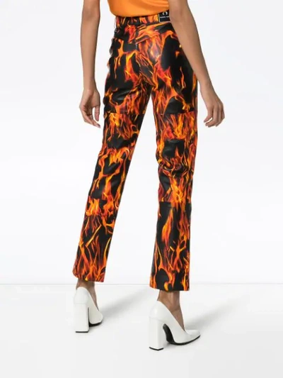 Shop Marine Serre Flame Print Trousers In Black