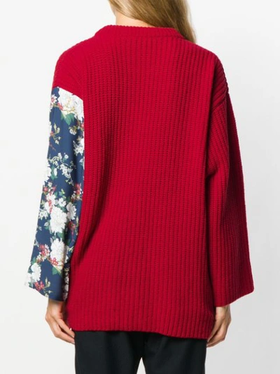 floral sleeve draped sweater