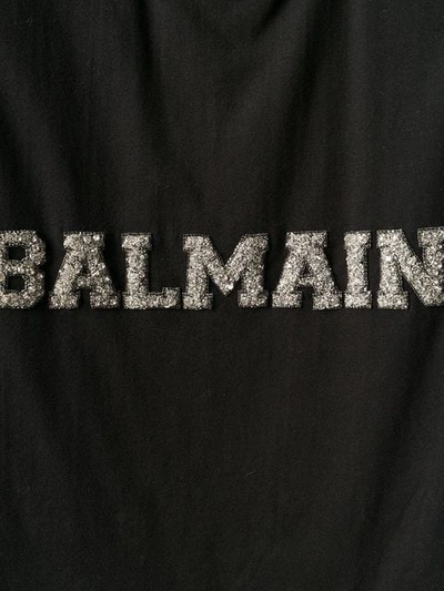 Shop Balmain Logo Embroidered Tank Top In Black