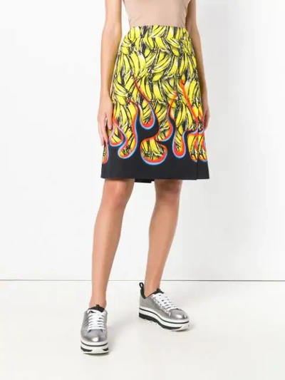 Shop Prada Banana-print A-line Skirt In F0d7a Limone/ Nero