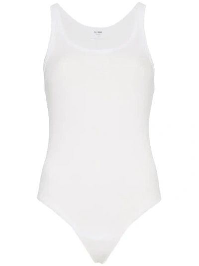 Shop Re/done White Sleeveless Ribbed Cotton Body Vest