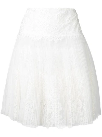 Shop Ermanno Scervino Short Pleated Skirt In White