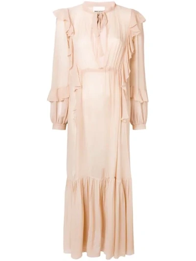 Shop Semicouture Florence Ruffle Long Dress - Neutrals