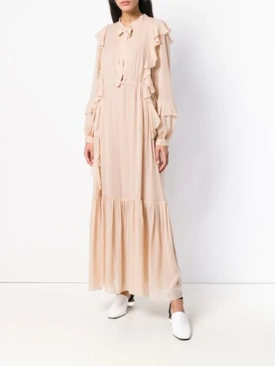 Shop Semicouture Florence Ruffle Long Dress - Neutrals