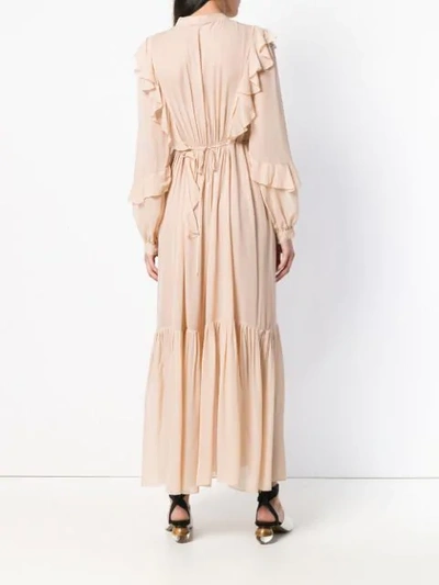 Shop Semicouture Florence Ruffle Long Dress - Neutrals