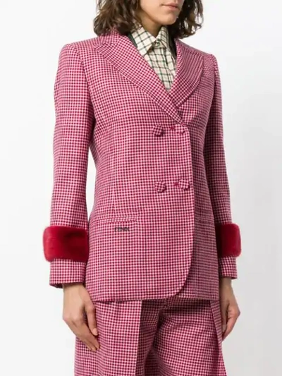 Shop Fendi Check Double-breasted Blazer - Red