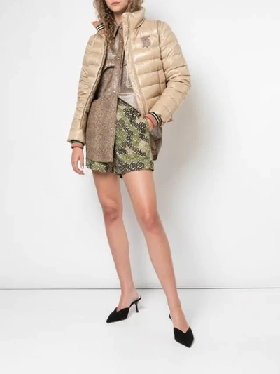 Shop Burberry Detachable Sleeve Icon Stripe Puffer Jacket In A1366 Honey