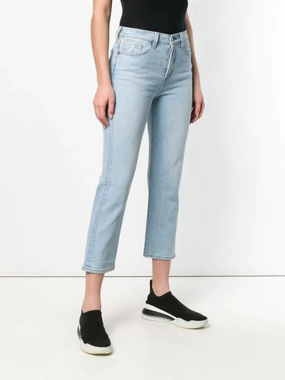 Shop Levi's Straight Cropped Jeans In Blue