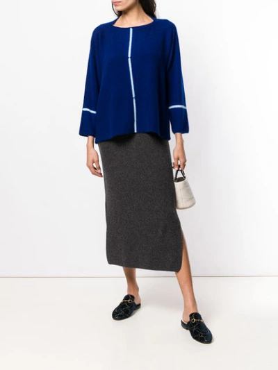 Shop Suzusan Contrast Stripe Jumper - Blue