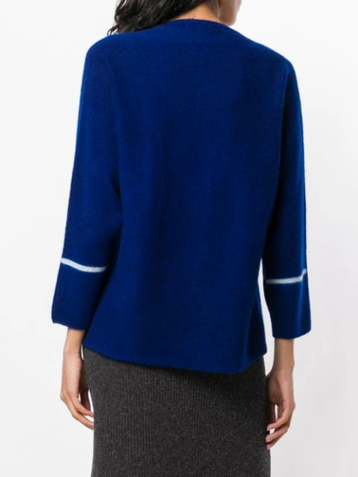 Shop Suzusan Contrast Stripe Jumper - Blue