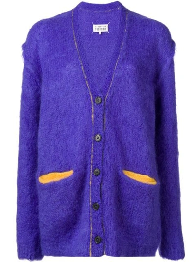 Shop Maison Margiela Contrast Trim Cardigan In Purple