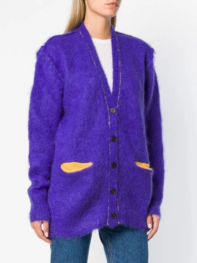 Shop Maison Margiela Contrast Trim Cardigan In Purple