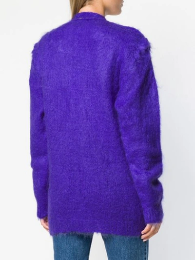 Shop Maison Margiela Contrast Trim Cardigan In Purple