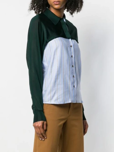Shop Cedric Charlier Panelled Shirt In Green