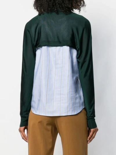 Shop Cedric Charlier Panelled Shirt In Green