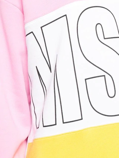 Shop Msgm Colour Block Hoodie In White