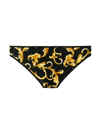 Shop Versace Baroque Print Bikini Bottoms In Black