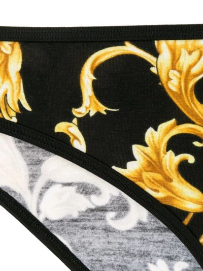 Shop Versace Baroque Print Bikini Bottoms In Black