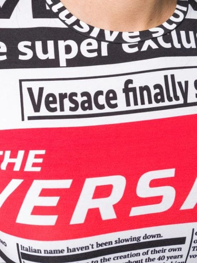 Shop Versace Logo Newspaper Print T In White
