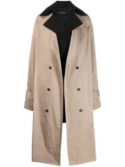 Shop Rokh Oversized Trench Coat In Neutrals