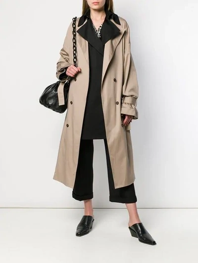 Shop Rokh Oversized Trench Coat In Neutrals