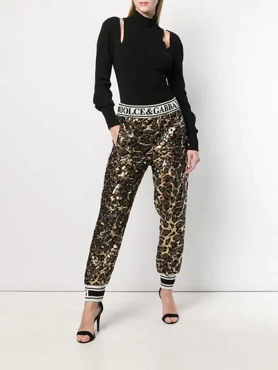 Shop Dolce & Gabbana Sequined Track Trousers In Black