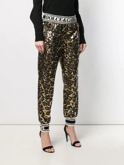 Shop Dolce & Gabbana Sequined Track Trousers In Black