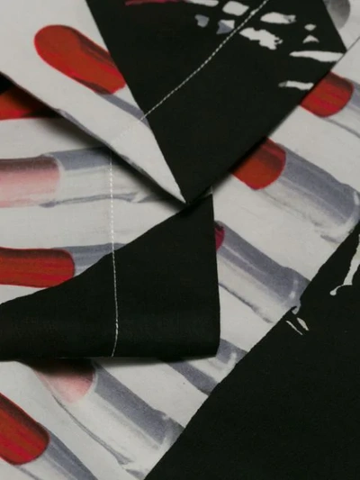 Shop Prada Striped Lipstick Print Board Shirt In Black