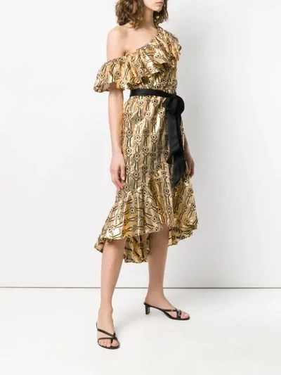 Shop Temperley London Eliska One Shoulder Dress In Gold
