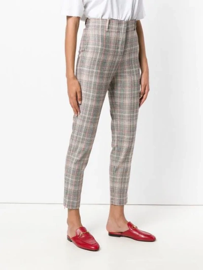 Shop Pinko Plaid Tapered Trousers In Neutrals