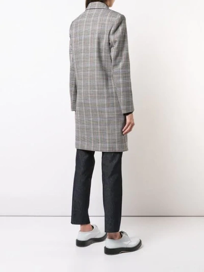 Shop Theory Double-breasted Plaid Coat In Multicolour