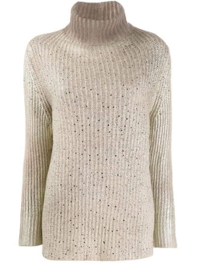 Shop Avant Toi Turtle Neck Pullover In Neutrals