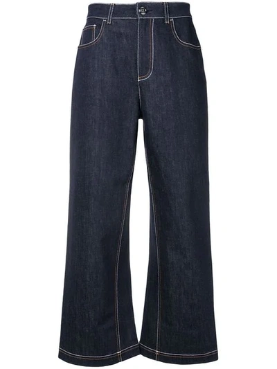 Shop Fendi Flared Cropped Jeans In Blue