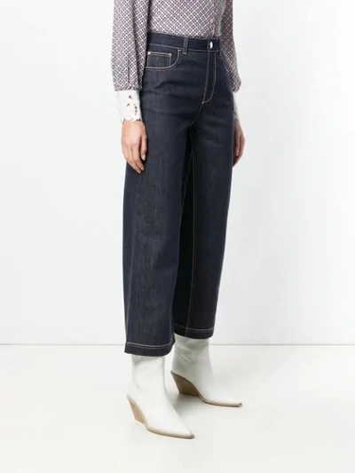 Shop Fendi Flared Cropped Jeans In Blue