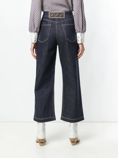 Shop Fendi Flared Cropped Jeans In Blue