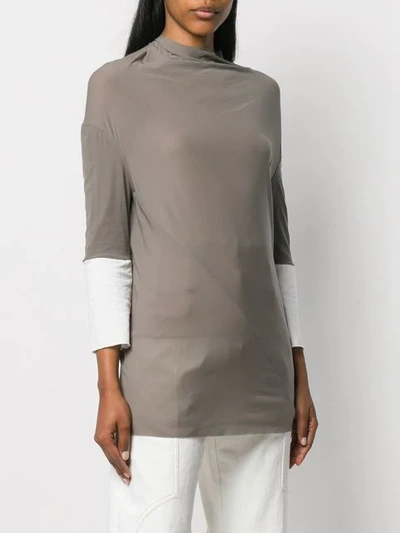 Shop Rick Owens Colour Block Stretch Top In Grey