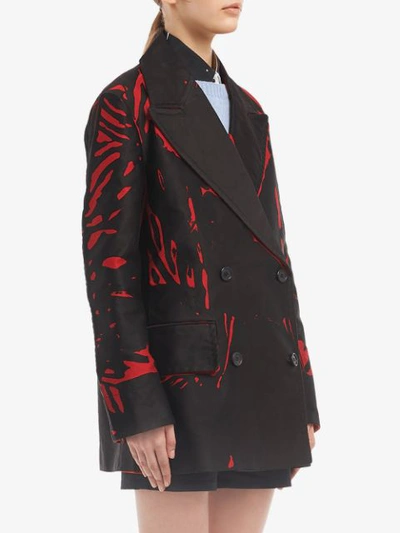 Shop Prada Overprint Double-breasted Coat In F0927 Red+black