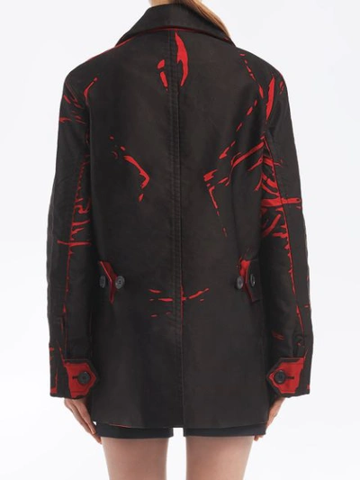 Shop Prada Overprint Double-breasted Coat In F0927 Red+black