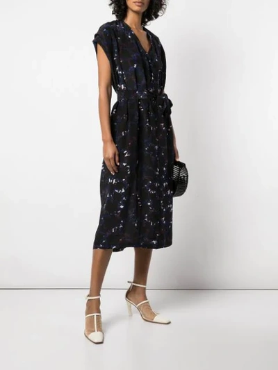Shop Anntian Abstract Print Shirt Dress In Black