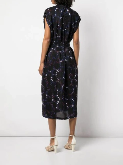 Shop Anntian Abstract Print Shirt Dress In Black